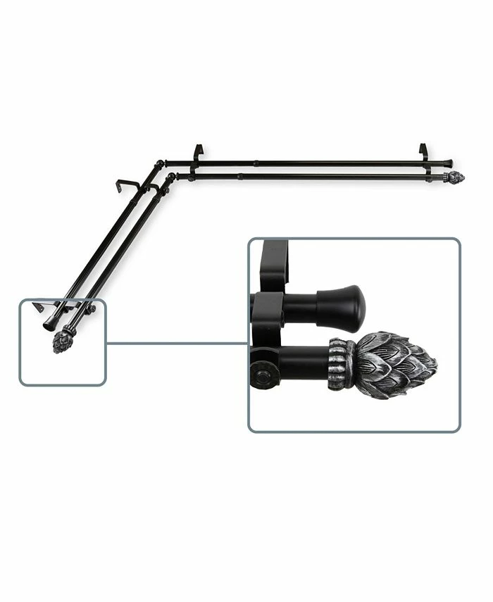 Rod Desyne Bud Corner Window Double Curtain Rod 0.8125 Diameter 48 - 84