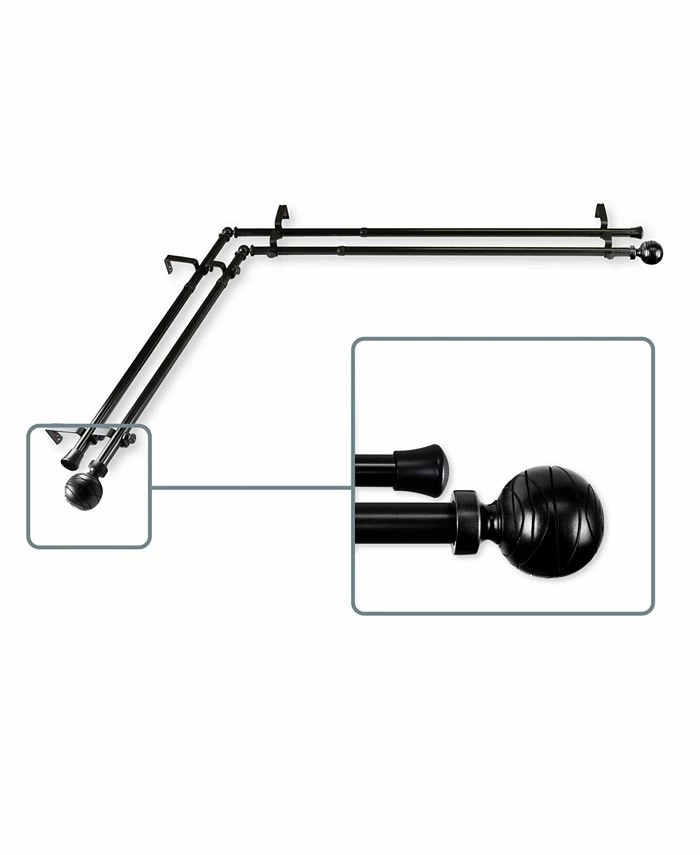 Rod Desyne Arman Corner Window Double Curtain Rod 0.8125 Diameter 120 - 170
