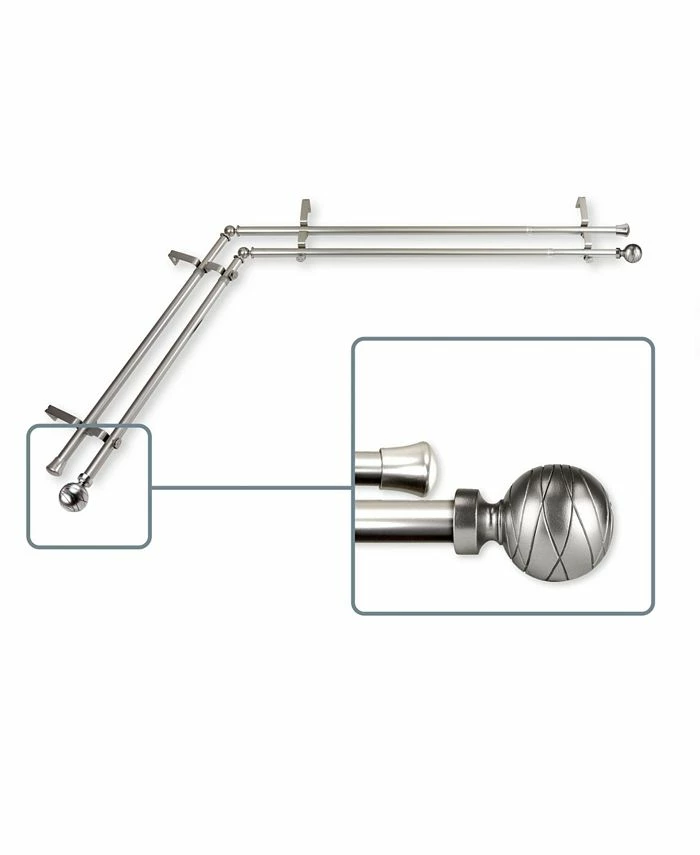 Rod Desyne Arman Corner Window Double Curtain Rod 0.8125 Diameter 66 - 120