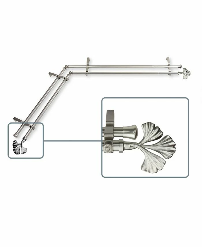 Rod Desyne Fortune Double Corner Curtain Rod 13/16 Inch Dia 48-84 Inch