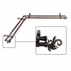 Rod Desyne Lilah Double Corner Curtain Rod 13/16 Inch Dia 28-48 Inch