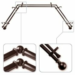 Rod Desyne Jordana 0.8125 Bay Window Double Curtain Rod 20 - 36- 38 - 72