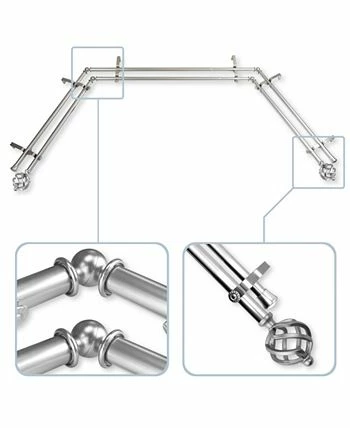 Rod Desyne Twist 0.8125 Bay Window Double Curtain Rod 20 - 36 - 38 - 72 - Image 3
