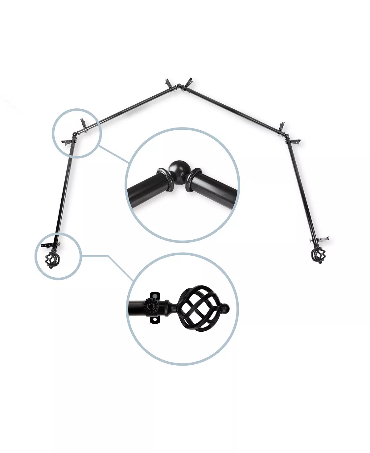 Rod Desyne Twist 4-Sided Bay Curtain Rod 13/16 Inch Dia - Image 7