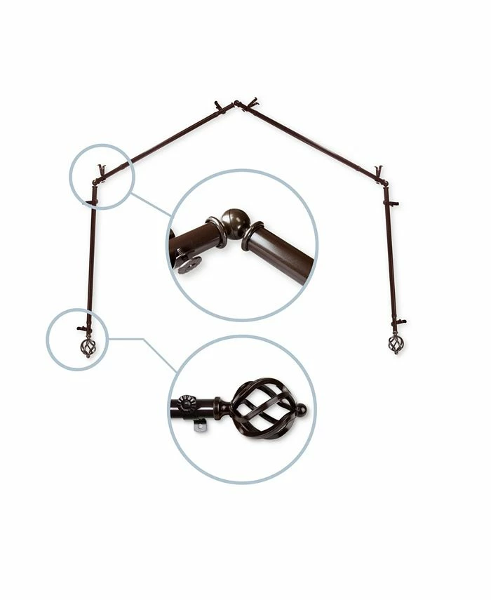 Rod Desyne Twist 4-Sided Bay Curtain Rod 13/16 Inch Dia