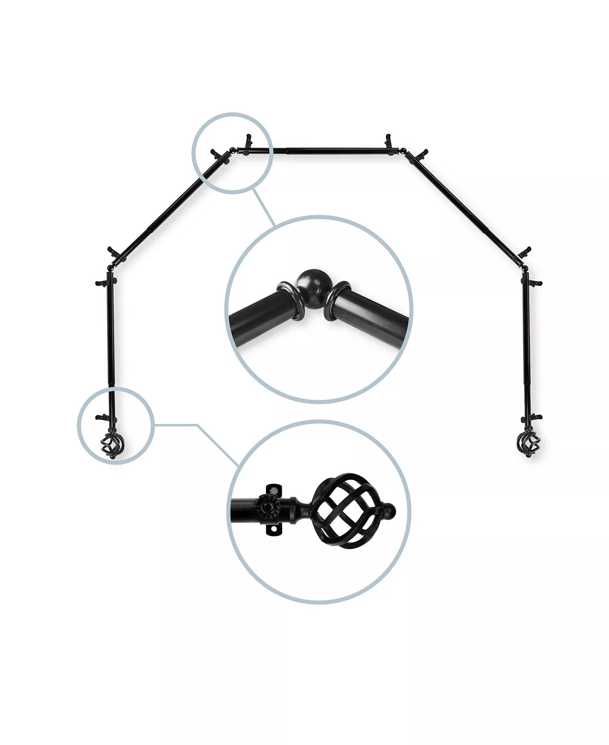Rod Desyne Twist 5-Sided Bay Curtain Rod 13/16 Inch Dia - Image 7