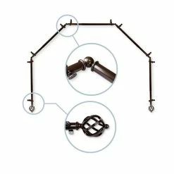 Rod Desyne Twist 5-Sided Bay Curtain Rod 13/16 Inch Dia