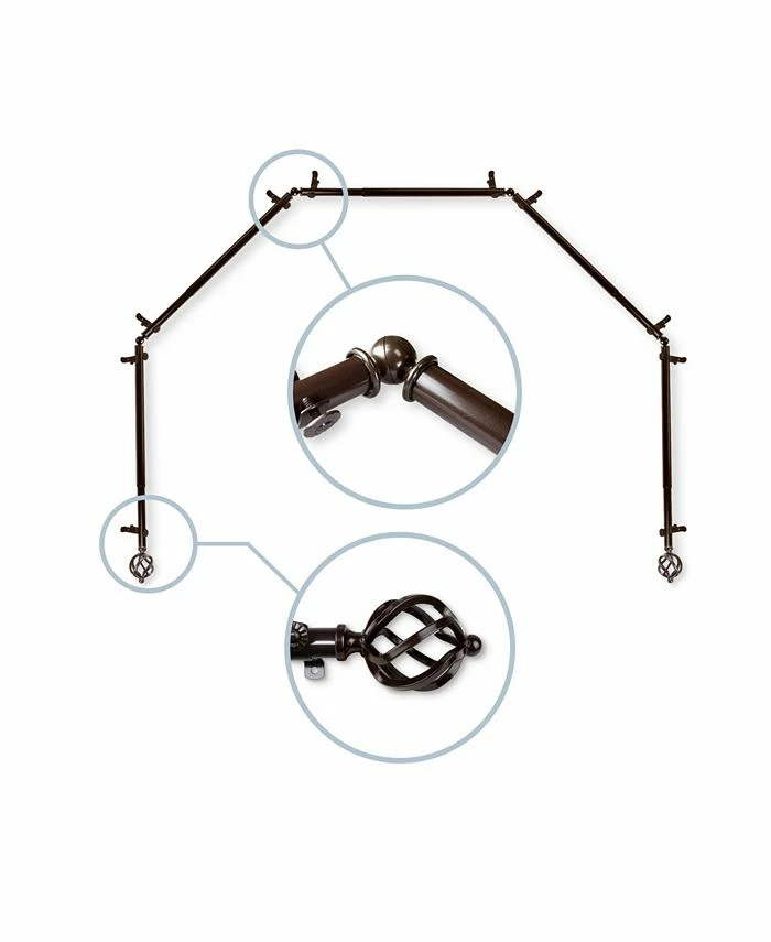 Rod Desyne Twist 5-Sided Bay Curtain Rod 13/16 Inch Dia