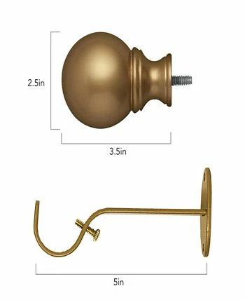 Elrene Cordelia Adjustable 28-48 Curtain Rod With Ball Finials - Image 3