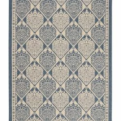 Safavieh Courtyard Blue And Ivory 4' X 5'7 Area Rug