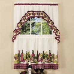Achim Chardonnay Printed Tier And Swag Window Curtain Set, 57x24