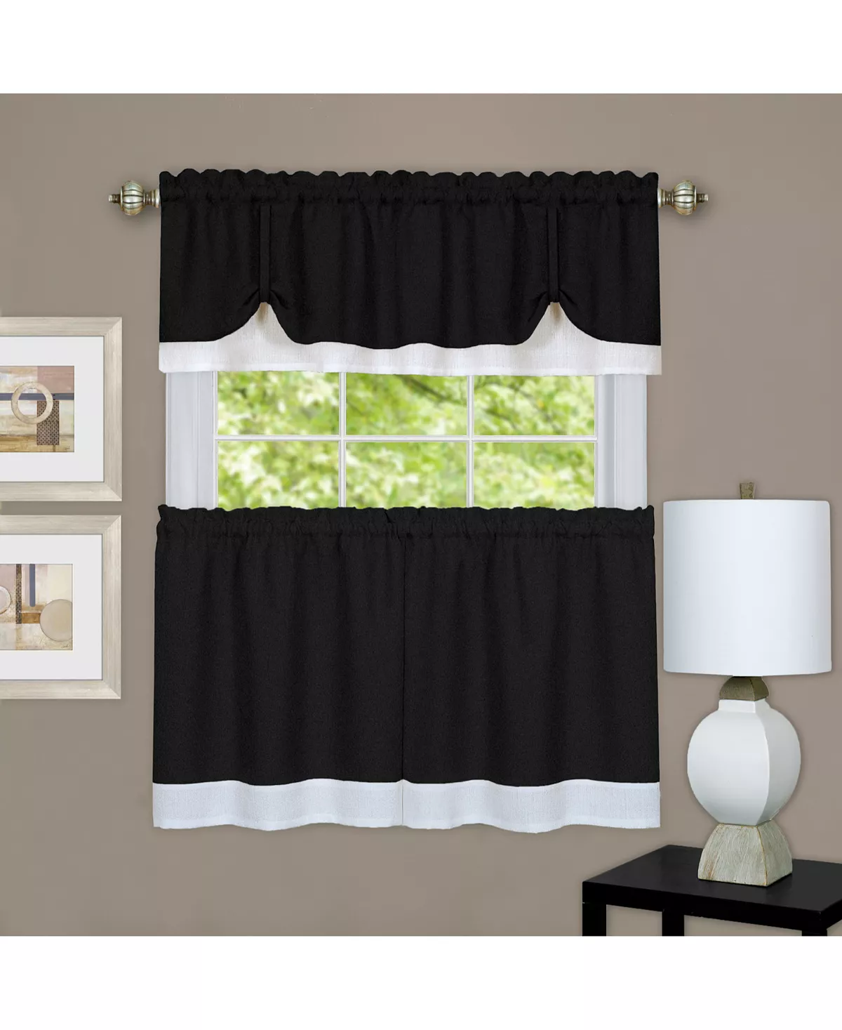 Achim Darcy Window Curtain Tier And Valance Set, 58x24