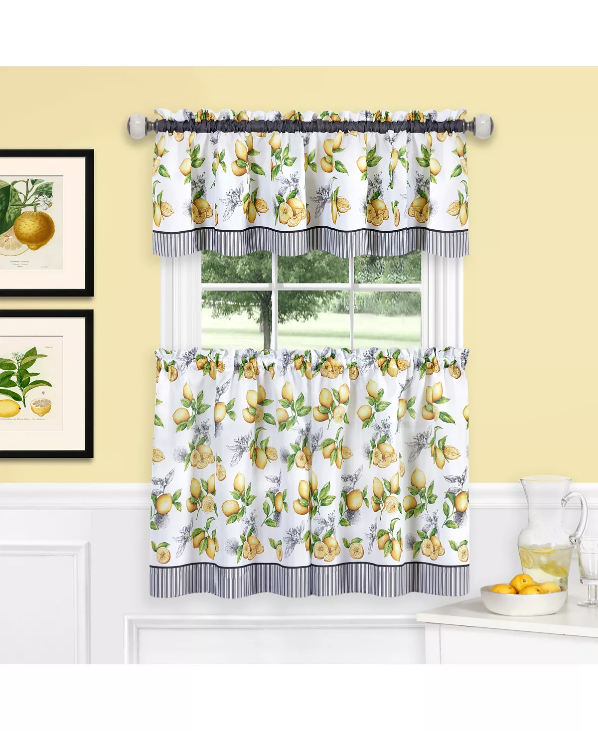 Achim Lemon Drop Tier And Valance Window Curtain Set, 58x36 - Image 2
