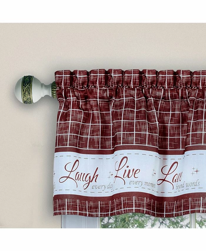 Achim Live, Love, Laugh Window Curtain Tier Pair And Valance Set, 58x36
