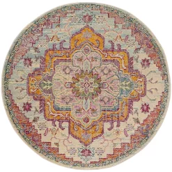 Safavieh Crystal Light Blue And Fuchsia 7' X 7' Round Area Rug
