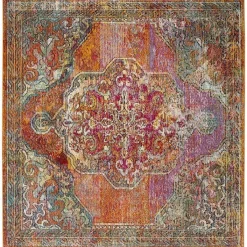 Safavieh Crystal Orange And Light Blue 5' X 5' Square Area Rug