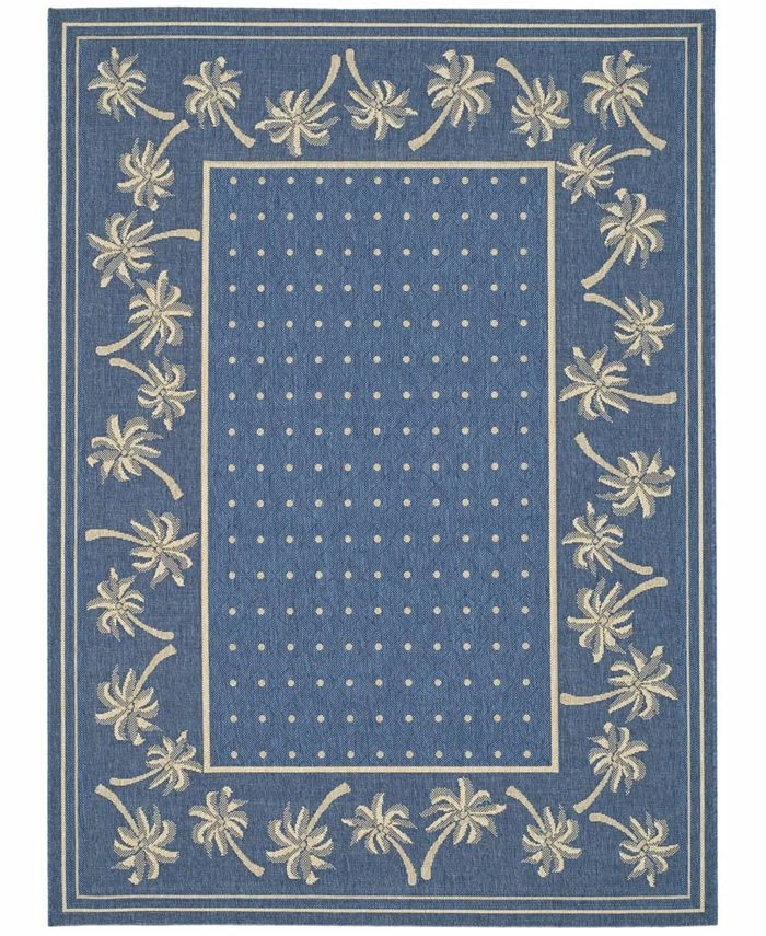 Safavieh Courtyard Blue And Ivory 4' X 5'7 Area Rug