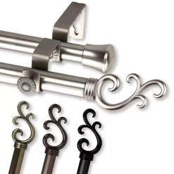 Rod Desyne Swan Double Curtain Rod 13/16 Inch Dia