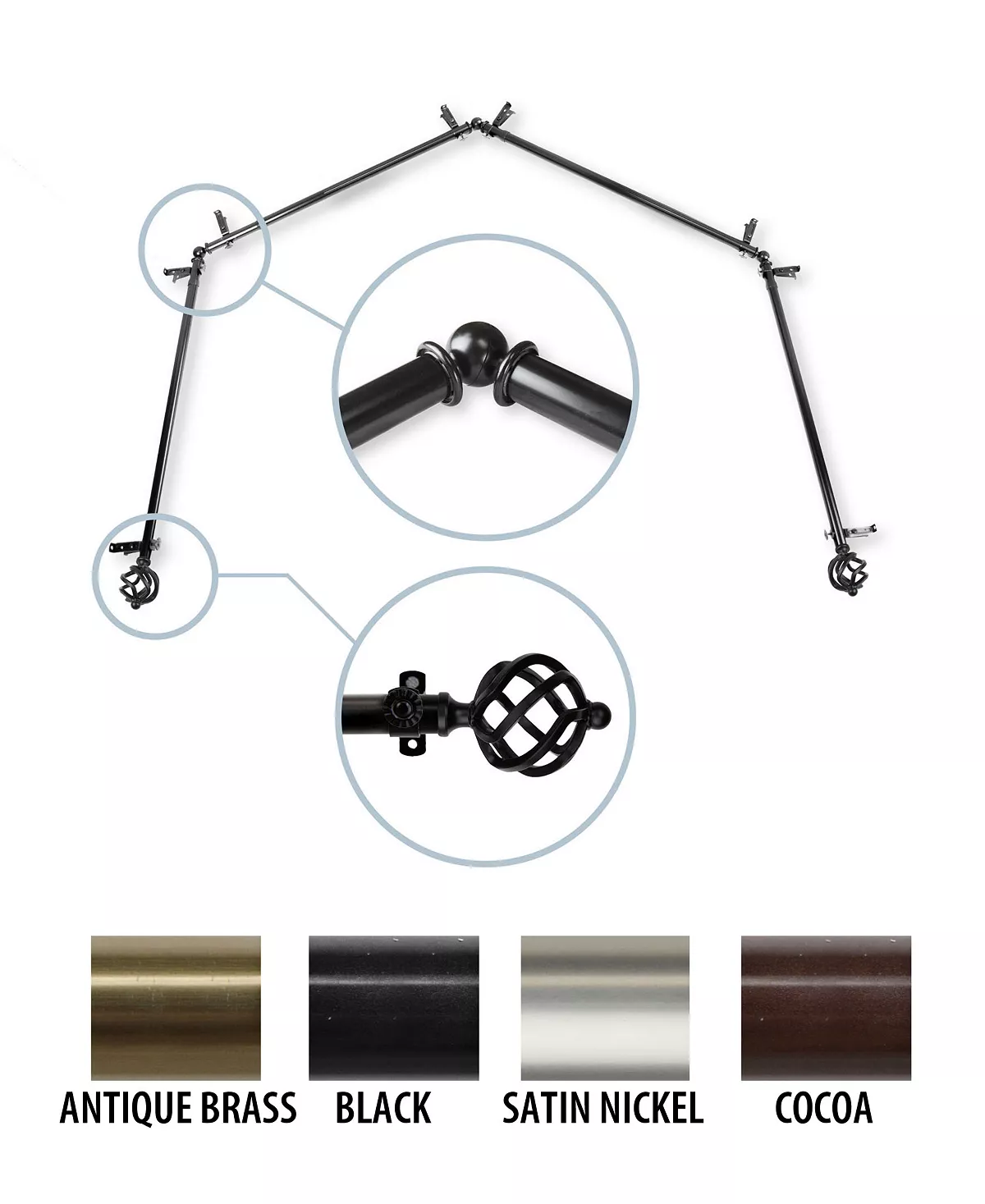 Rod Desyne Twist 4-Sided Bay Curtain Rod 13/16 Inch Dia - Image 8