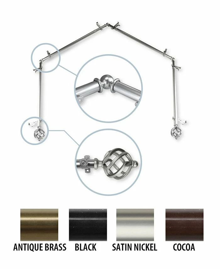 Rod Desyne Twist 4-Sided Bay Curtain Rod 13/16 Inch Dia - Image 4