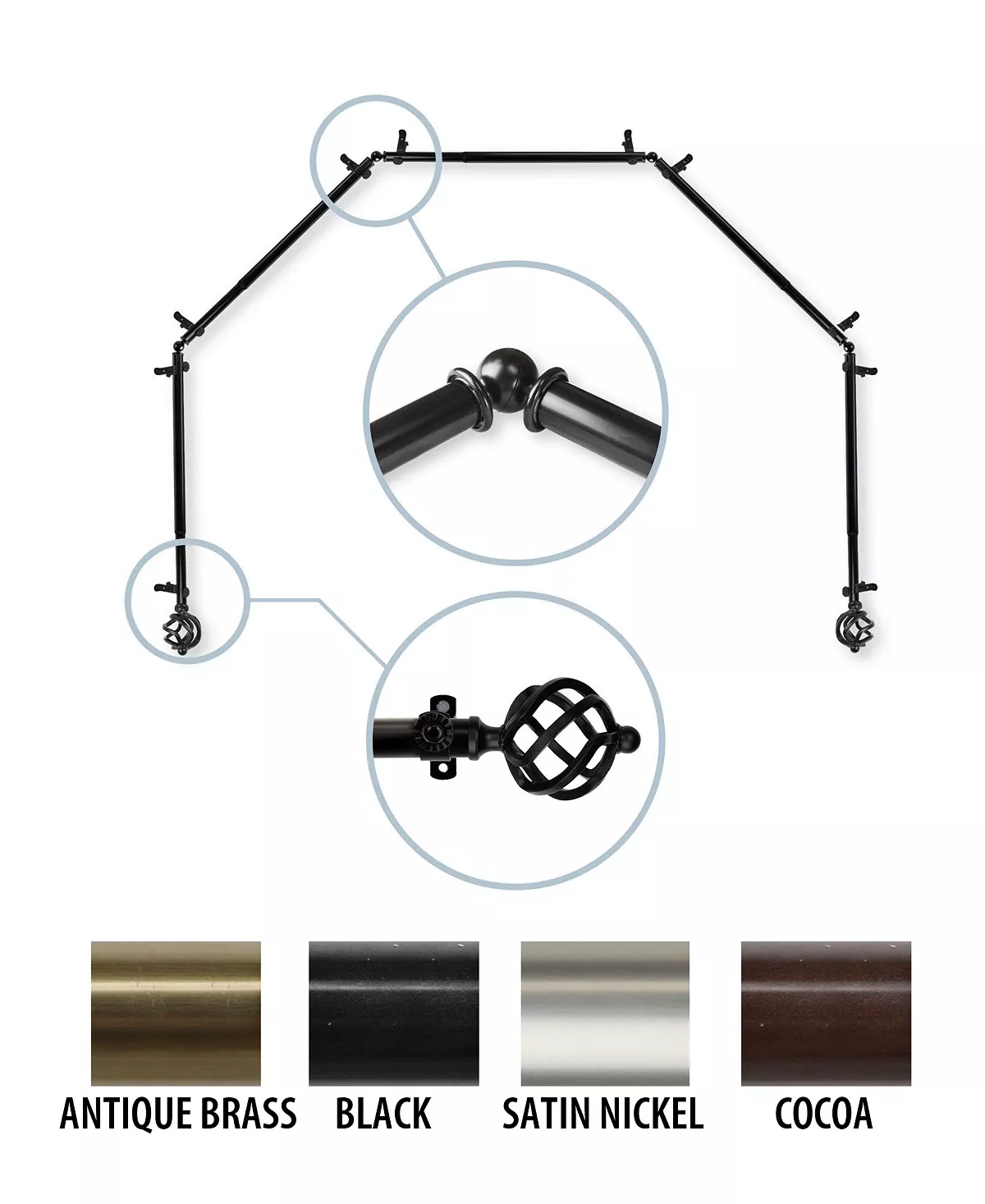 Rod Desyne Twist 5-Sided Bay Curtain Rod 13/16 Inch Dia - Image 8