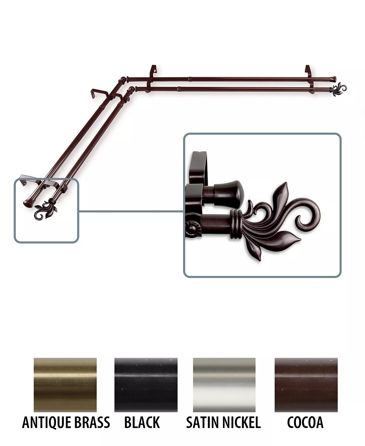 Rod Desyne Lilah Double Corner Curtain Rod 13/16 Inch Dia - Image 2