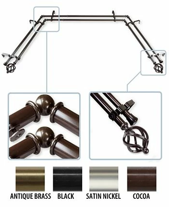 Rod Desyne Twist 0.8125 Bay Window Double Curtain Rod 20 - 36 - 38 - 72 - Image 2
