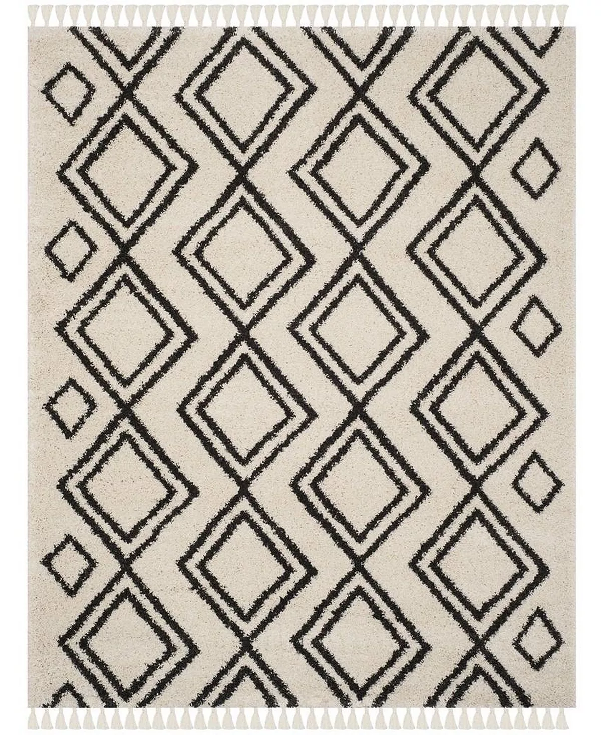 Safavieh Moroccan Fringe Shag Cream And Charcoal 8' X 10' Area Rug