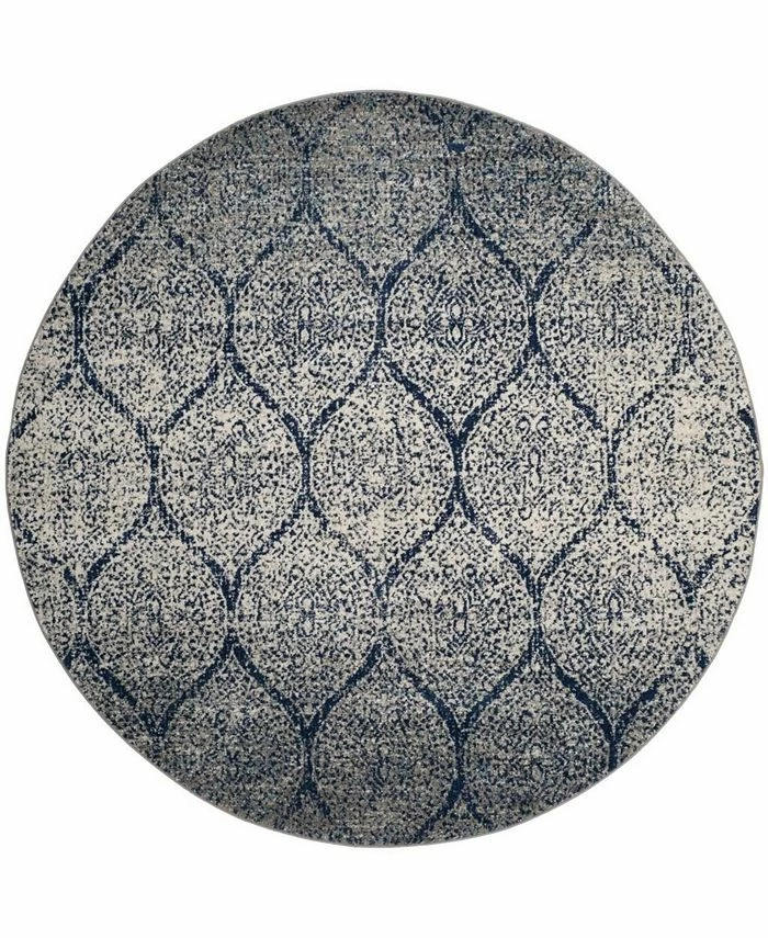 Safavieh Madison Navy And Silver 9' X 9' Round Area Rug