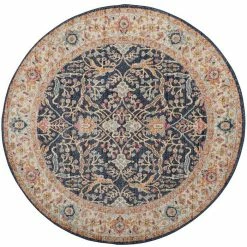 Safavieh Madison Navy And Creme 5' X 5' Round Area Rug