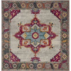 Safavieh Merlot Cream And Multi 6'7 X 6'7 Square Area Rug