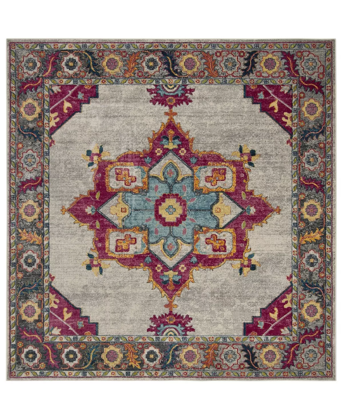 Safavieh Merlot Cream And Multi 6'7 X 6'7 Square Area Rug