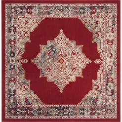 Safavieh Merlot Red And Aqua 6' X 6' Square Area Rug