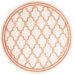 Safavieh Amherst Beige And Orange 7' X 7' Round Area Rug