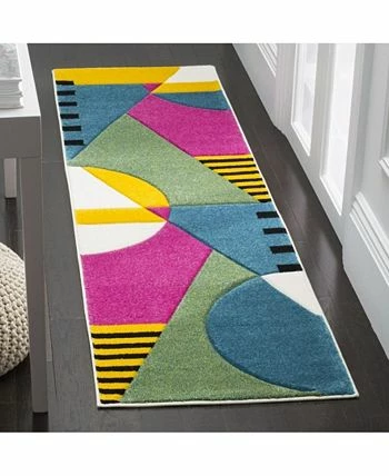 Safavieh Hollywood Peacock Blue And Fuchsia 2'2 X 8' Runner Area Rug - Image 2