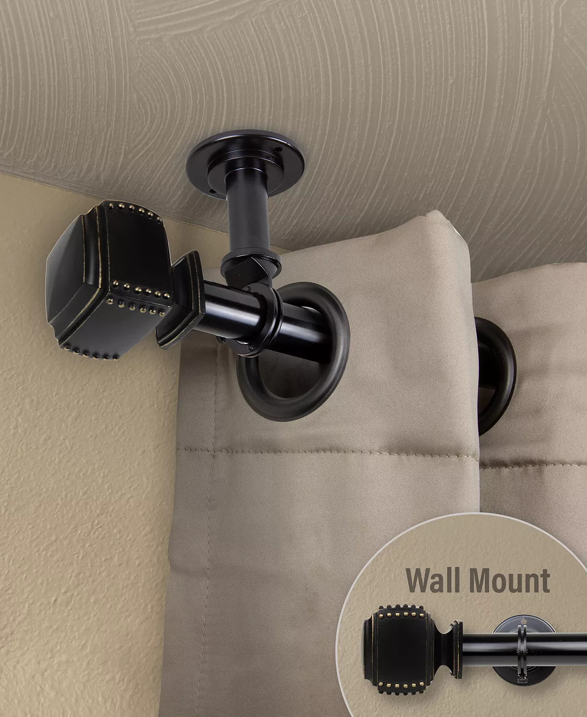 Rod Desyne Bennett 1 Ceiling Curtain Rod/Room Divider 120-170 - Image 4