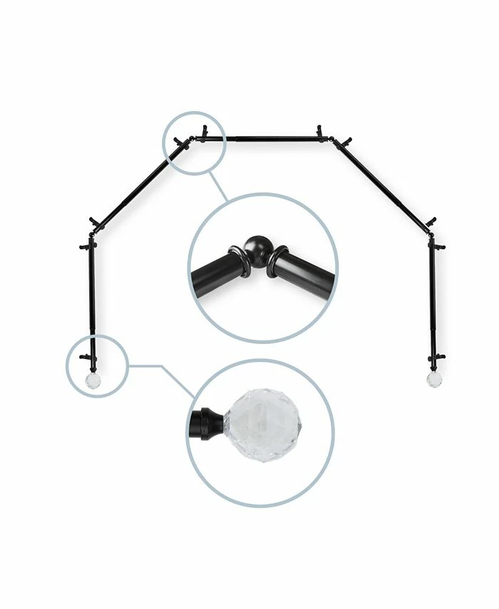 Rod Desyne Faceted 13/16 5-Sided Bay Window Curtain Rod 28-48