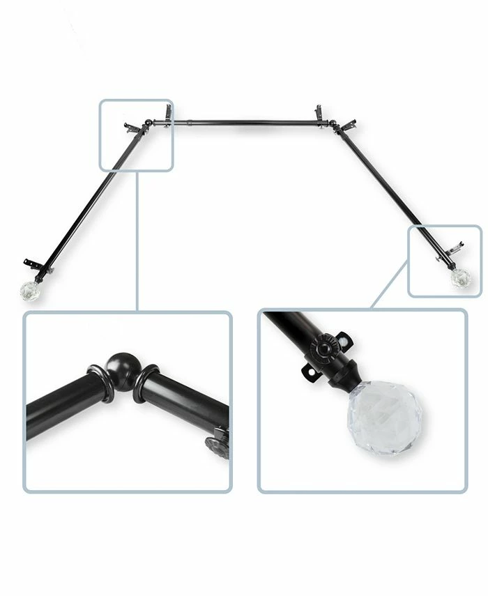 Rod Desyne Faceted 13/16 Bay Window Curtain Rod 78-144