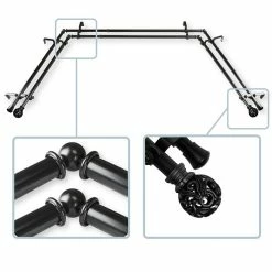 Rod Desyne Adora 13/16 Bay Window Double Curtain Rod 78-144