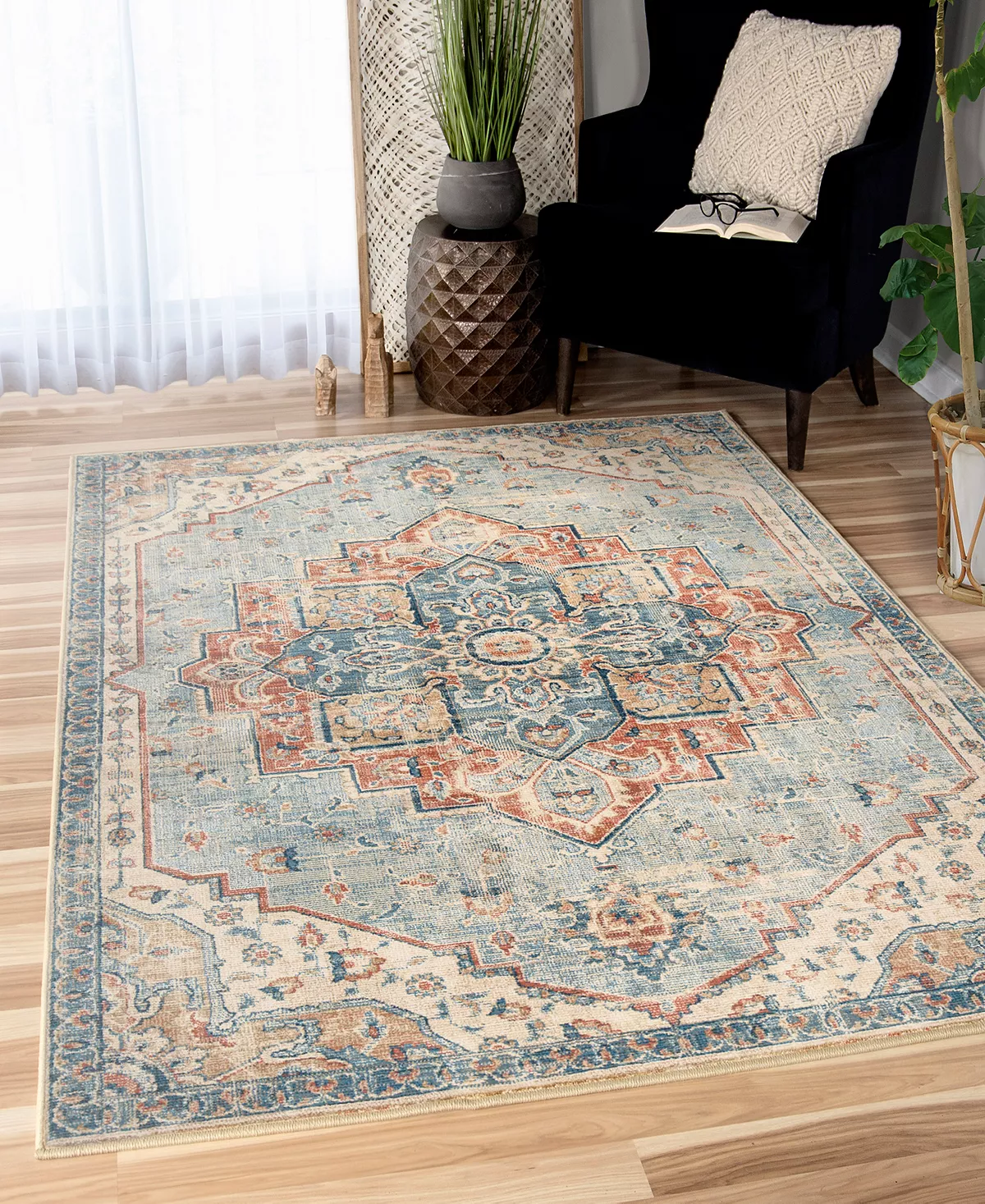 Palmetto Living Alexandria King Fisher Pale Blue 5'1 X 7'6 Area Rug - Image 4