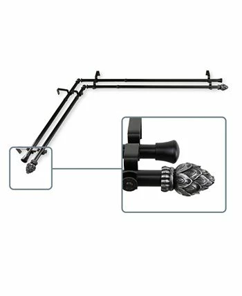 Rod Desyne Bud Corner Window Double Curtain Rod 0.8125 Diameter 48 - 84 - Image 2