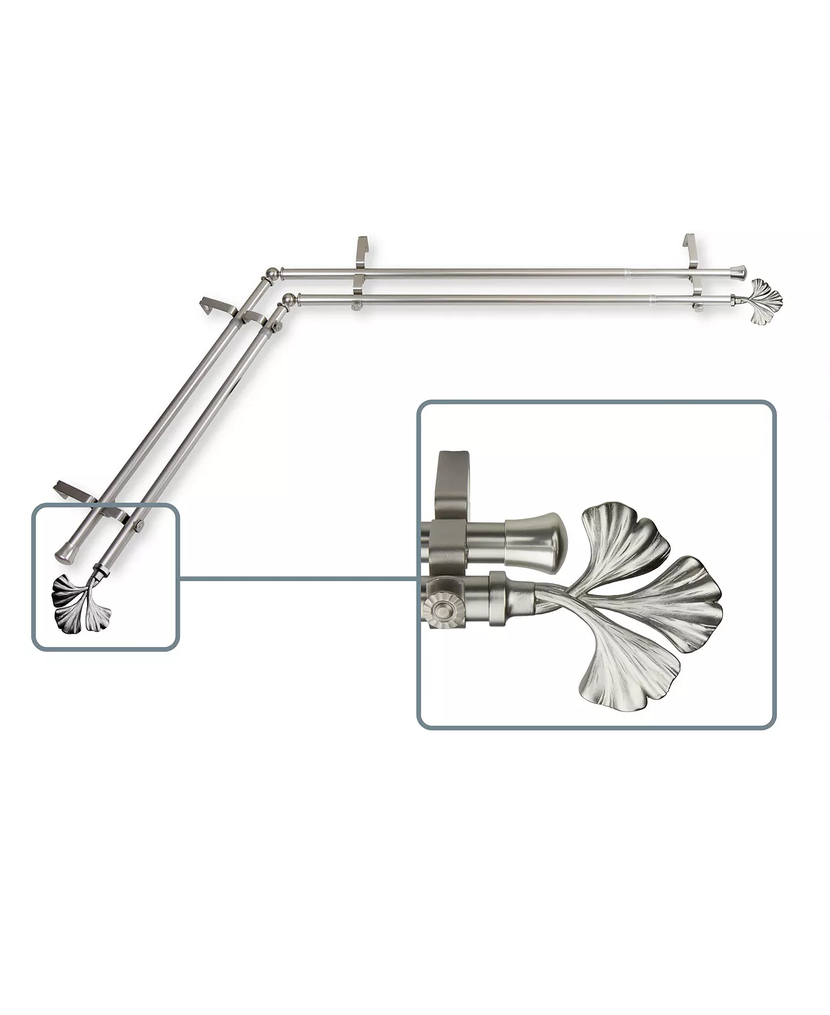 Rod Desyne Fortune Double Corner Curtain Rod 13/16 Inch Dia 48-84 Inch - Image 3