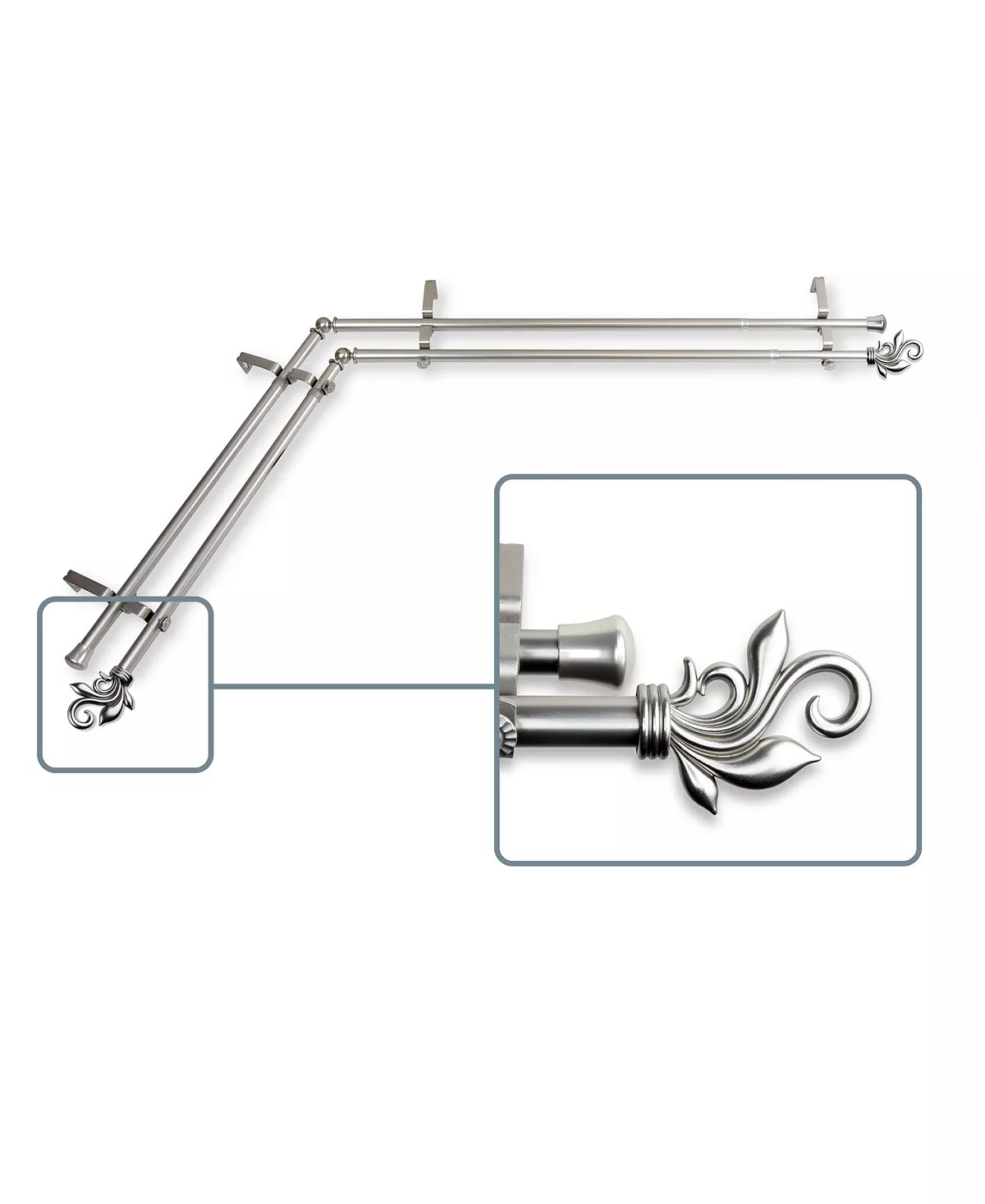 Rod Desyne Lilah Double Corner Curtain Rod 13/16 Inch Dia 28-48 Inch - Image 9