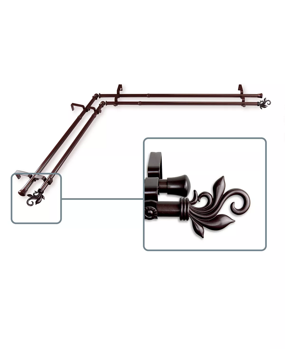 Rod Desyne Lilah Double Corner Curtain Rod 13/16 Inch Dia 28-48 Inch - Image 3