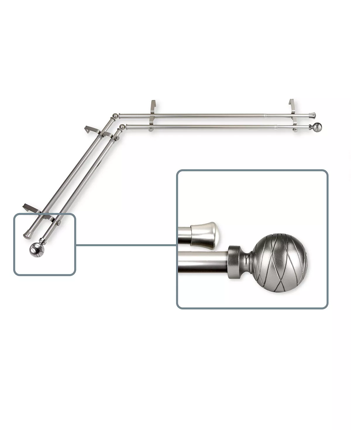 Rod Desyne Arman Corner Window Double Curtain Rod 0.8125 Diameter 120 - 170 - Image 8