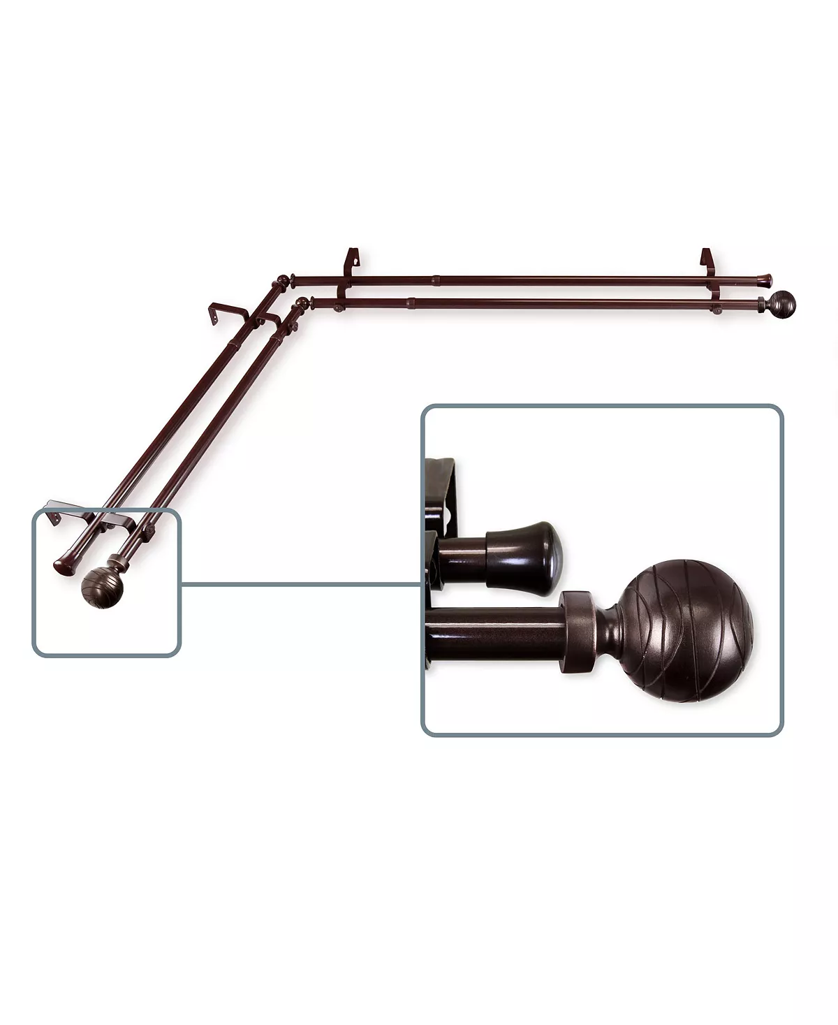 Rod Desyne Arman Corner Window Double Curtain Rod 0.8125 Diameter 120 - 170 - Image 9