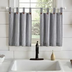 Elrene Tucker Ticking Stripe 30 X 36 Tier Curtain Set