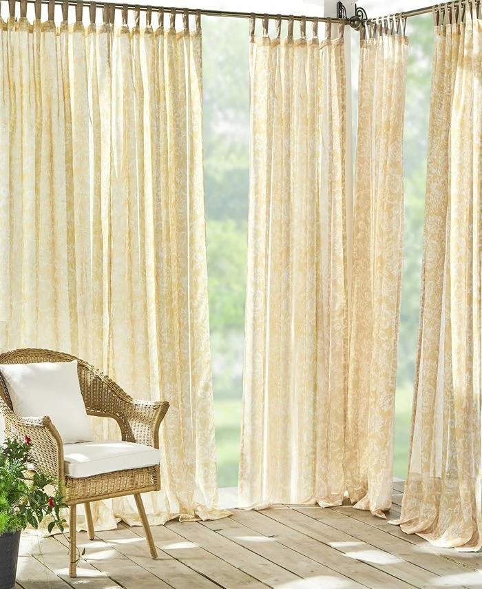Elrene Verena Sheer Floral 52 X 95 Indoor/Outdoor Tab Top Curtain Panel