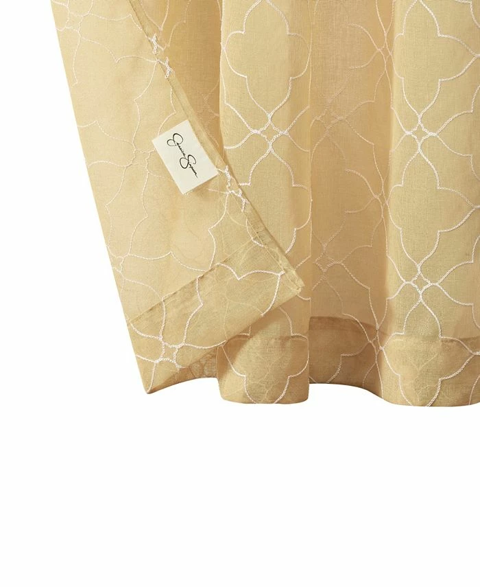 Jessica Simpson Nora Embroidery Sheer Tie Top Window Curtain Panel Pair With Tiebacks, 38 X 84 - Image 4