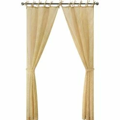 Jessica Simpson Nora Embroidery Sheer Tie Top Window Curtain Panel Pair With Tiebacks, 38 X 84